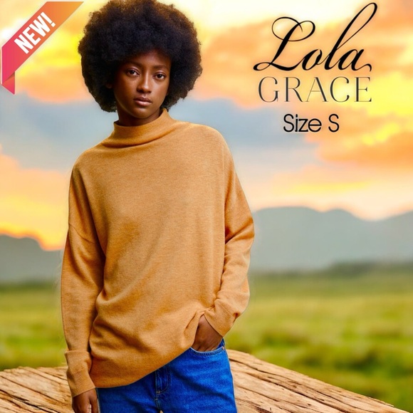 Lola Grace Tops - Lola Grace Burnt Orange Funnel Neck Drop Shoulder Fleece